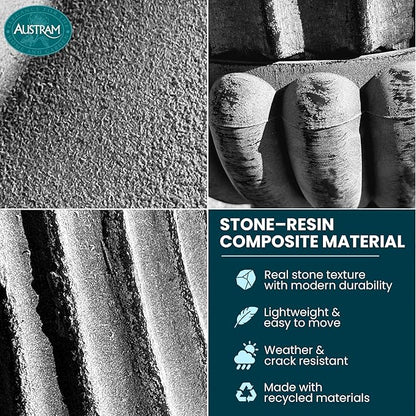 Urn Planters 22", Set of 2, Tall Stone-Resin Pedestal Planters for Outdoor Plants, Large Front Porch Decor, Patio Garden Pots, Outdoor Urns for Entryway, Porch & Deck, Grey Plant Pot