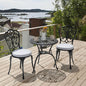Bistro Set, 3 Piece Cast Aluminum Patio Table and 2 Chairs in Black