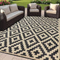 SAND MINE Reversible Mats, Plastic Straw Rug, Modern Area Rug, Large Floor Mat and Rug for Outdoors, RV, Patio, Backyard, Deck, Picnic, Beach, Trailer, Camping, Black & Beige, 6' x 9'
