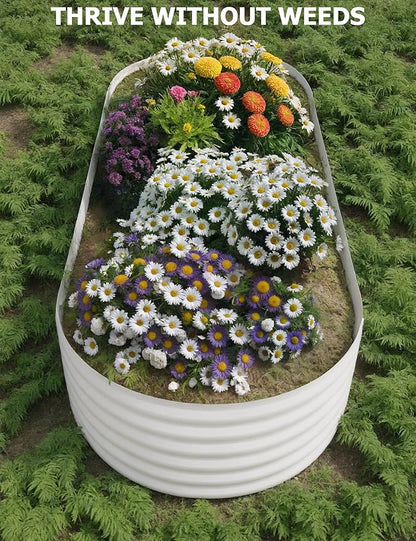 GarveeLife 2 Pcs Raised Garden Beds Outdoor 8x4x1.5 ft - Galvanized Steel Planter Box for Vegetables, Flowers, Rust-Resistant, Easy Assembly Raised Beds, Durable Planters for Outdoor Plants, Beige