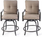 Kozyard Isabella Outdoor Swivel Bar Chairs, Counter Height Patio Bar Stools Set of 2 with Cushioned Seats, All-Weather Metal Bistro Chairs for Backyard Dining Beige