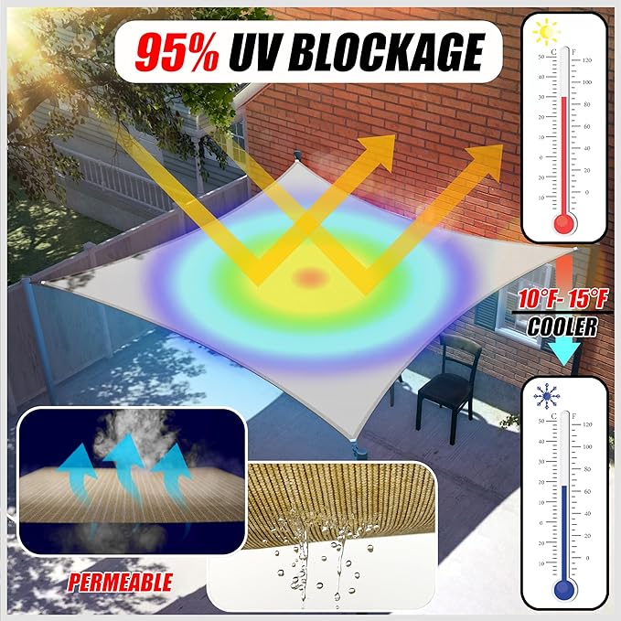ColourTree TAPR1616 Custom Size 6' x 11' Green Sun Shade Sail Canopy UV Block UPF50 Rectangle - Commercial Standard Heavy Duty - 190 GSM - 3 Years Warranty
