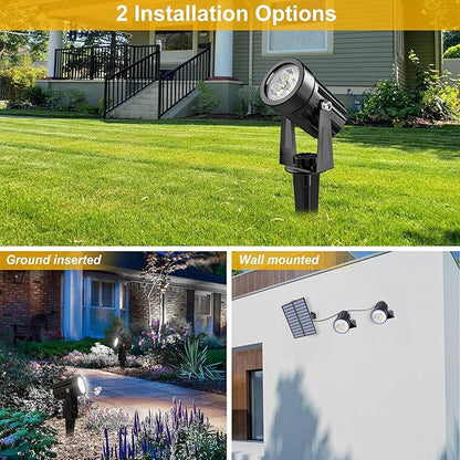 Solar Spot Lights Outdoor, Solar Landscape Spotlights IP65 Waterproof 9.8ft Cable,Auto On/Off Outdoor Wall Lights for Garden Yard Driveway Porch Walkway Pool (6000K White)