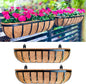 LaLaGreen Railing Planters Box (2 Pack, 30") Black Metal Large Rectangular Window Flower Box with Coco Liner, Wall Hanging Planter for Outdoor Plants Deck Rail Horse Troughs Fence Balcony Porch Garden