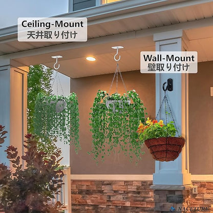 NACETURE Ceiling Hooks Heavy Duty 2 Pack - Plant Hooks for Ceiling Hanging Hook for Hanging Basket Hook, Light, Bird Feeders, Wind Chimes Décor Indoor & Outdoor (White, 2.5 Inch 2 Pack)