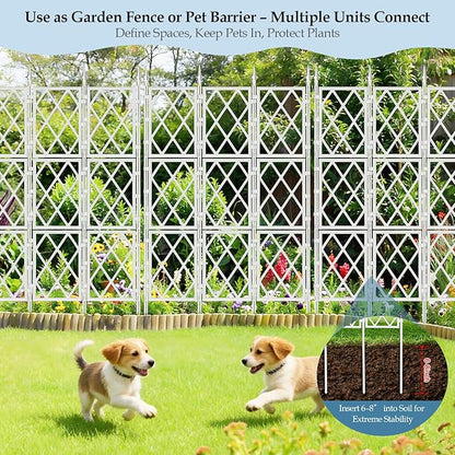 5.25FT Garden Trellis for Climbing Plants Outdoor, White Iron Pipe Support Fence, Metal Wall Trellis Climbing Frame, Trellis for Potted Plants Indoor for Ivy Vines Vegetable Flower
