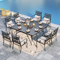 Sophia and William Outdoor Patio Dining Set for 8, Outdoor Table and Chairs, Removable Seat Cushions, 60" Square Black Patio Dining Table