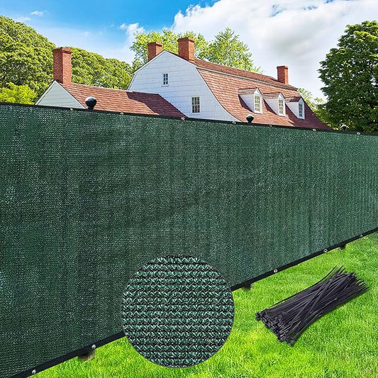 UPGRADE Fence Privacy Screen 8' x 50' Fence Commercial Shade Cover with Brass Grommets Heavy Duty Perfect for Outdoor Back Yard-Dark Green, Customizable