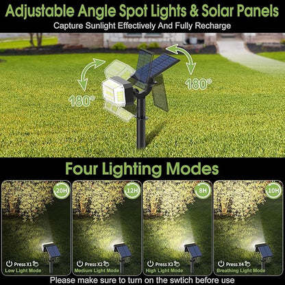 102 LED Solar Spot Lights Outdoor Waterproof IP65, Adjustable Landscape Spotlights, [8 Pack/4 Modes] Auto On/Off Solar Powered Flood Lights for Outside Yard Garden Wall Pathway (Cool White)