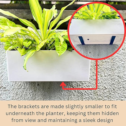 LaLaGreen Wall Planter for Outdoor (2 Pack, 20 Inch) White Self Watering Rectangular Window Boxes Planters to Attach to House with Bracket, Country Vertical Plant Wall Holder Indoor Garden Minimalist