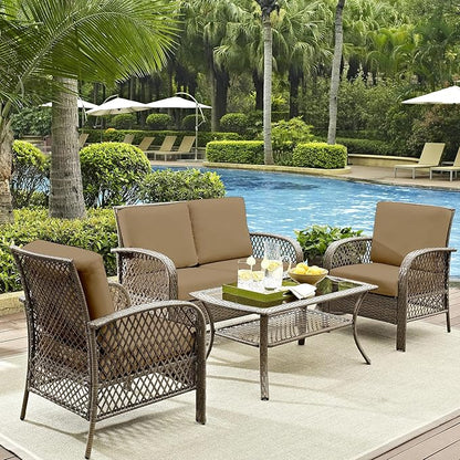 Patio Cushion Covers, 8-Pack, Khaki Stretch Fit for Outdoor Furniture