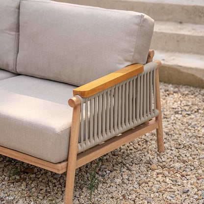 Acanva Modern All-Weather Aluminum Outdoor Patio Sofa with Thick Cushions, Olefin Fabric Sunroom Backyard Furniture, Couch Light Khaki
