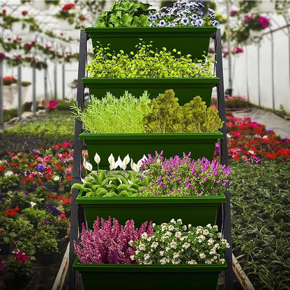 Outland Living 4Ft Vertical Raised Garden Bed - 5 Tier Food Safe Planter Box for Outdoor and Indoor Gardening Perfect to Grow Your Herb Vegetables Flowers on Your Patio Balcony Greenhouse Garden