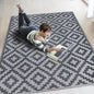 SAND MINE Waterproof Outdoor Rug 4x6 ft, Reversible Mats, Modern Area Rug, Large Floor Mat and Rug for Outdoors, RV, Patio, Backyard, Deck, Picnic, Beach, Trailer, Camping, Black & Grey Lattice