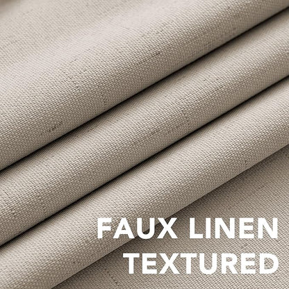 H.VERSAILTEX 100% Blackout Curtains for Bedroom Thermal Insulated Linen Textured Curtains Heat and Full Light Blocking Drapes Living Room Curtains 2 Panel Sets, 42x54 Inch, Cobblestone