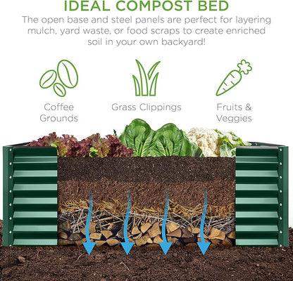 Best Choice Products 8x4x2ft Outdoor Metal Raised Garden Bed, Deep Root Planter Box for Vegetables, Herbs & Flowers, 478-Gallon Capacity, 100% Non Toxic Materials - Dark Green