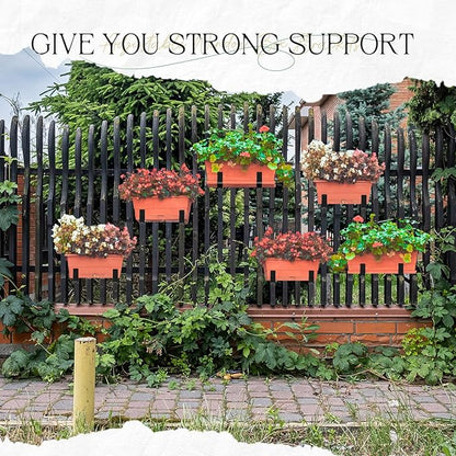 6 Pcs Window Box Brackets Adjustable Planter Box Brackets Heavy Duty Deck Railing Planter Flower Holder for Railing Patio Garden Fence Balcony Outdoor