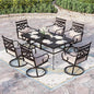Sophia and William Swivel Patio Dining Set for 6, Outdoor Table and Chairs, Removable Seat Cushions, 59" Black Patio Dining Table