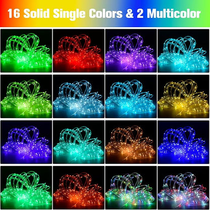 49Ft LED Rope Lights for Outside, 18 Colors Changing Outdoor Fairy String Lights with Remotes, Waterproof 150 LEDs Colored Rope Lighting Plug in for Bedroom Patio Party Halloween Christmas