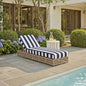 SAFAVIEH Outdoor Patio Furniture Collection - Gillian Heather Tan Rope Daybed, Navy Stripe Cushion, Coastal Sunlounger, Fully Assembled (PAT7527F)