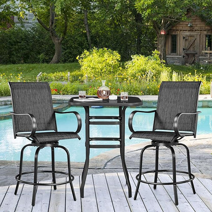 Yaheetech Patio Swivel Barstools Outdoor Chairs Set of 4, High Bistro Stools Outdoor Furniture, All-Weather Patio Stools for Outside, Beach, Lawn, Poolside and Garden, Black
