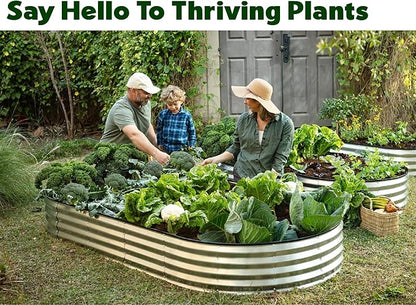Plant & Plot Galvanized Raised Garden Beds Outdoor // 8×4×1 ft (2-Pack) Planter Raised Beds for Gardening, Vegetables, Flowers // Large Metal Garden Box // Patented Tool-Free Design (Silver)