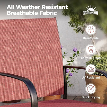 9 Piece Patio Dining Set for 8, Rectangular Extendable Dining Table, 8 Metal Red Chairs, Outdoor Table and Chairs Set for Lawn Backyard and Deck