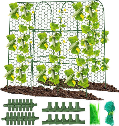 Cucumber Trellis, 47" X 50" Arch Garden Trellis for Climbing Plants Outdoor, Foldable Trellis Cucumber for Raised Bed Vegetable/Tomato/Flowers/Pea