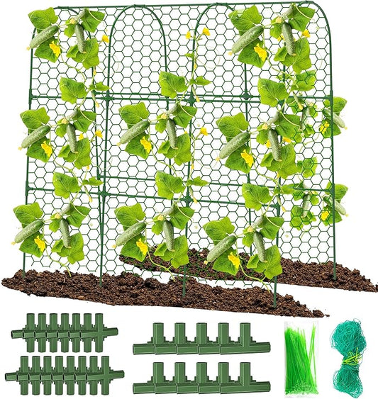 Cucumber Trellis, 47" X 50" Arch Garden Trellis for Climbing Plants Outdoor, Foldable Trellis Cucumber for Raised Bed Vegetable/Tomato/Flowers/Pea