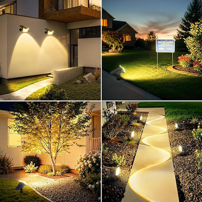 WdtPro Solar Spot Lights Outdoor Waterproof, Bright Solar Lights Outdoor with 16 Extra-Large LEDs, 3 Modes Landscape Spotlights, 2-in-1 Solar Powered Light for Yard Flag Garden, 4 Pack, Warm White