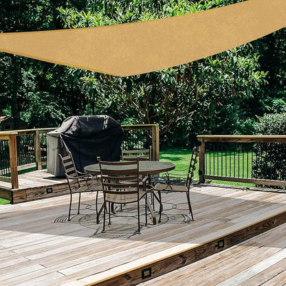 AsterOutdoor Sun Shade Sail Triangle 16' x 16' x 16' UV Block Canopy for Patio Backyard Lawn Garden Outdoor Activities, Sand
