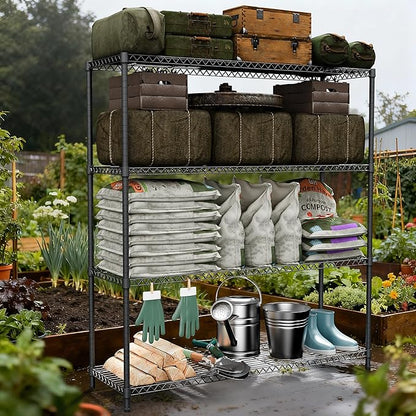 2400LBS 47.3" W Stand Shelf Wire Rust-Proof Outdoor Storage Shelving 4-Tier Utility Shelving Unit for Garden Home,Kitchen,Office Dark Grey 17.7" D x 47.3" W x 59.4" H