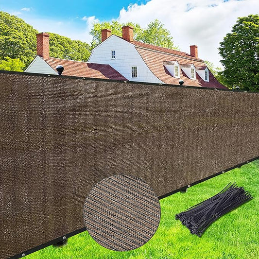 UPGRADE Privacy Screen Fence 5' x 50' Commercial Shade Cover with Brass Grommets Heavy Duty Perfect for Outdoor Back Yard-Mocha, Customizable