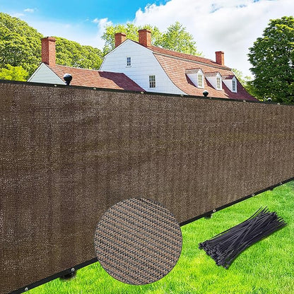 UPGRADE Privacy Screen 4' x 50' Fence Commercial Shade Cover with Brass Grommets Heavy Duty Perfect for Outdoor Back Yard, Mocha, Customizable