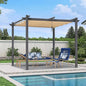 PURPLE LEAF 10' x 10' Aluminum Outdoor Pergola Wind-Resistant Retractable Pergola with Double Sun Shade Canopy Heavy-Duty Metal Pergola for Patios Backyard Deck Garden, Khaki
