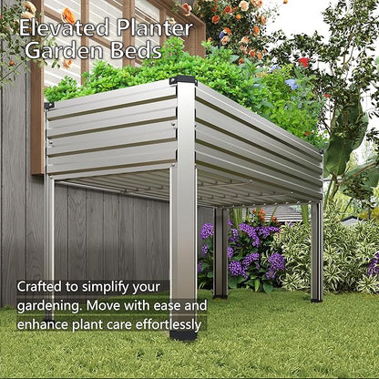 Galvanized Raised Garden Bed with Legs,48×24×30in Elevated Planter Box for Backyard,Outdoor Garden, Patio, Balcony, 350lb Capacity,Silver