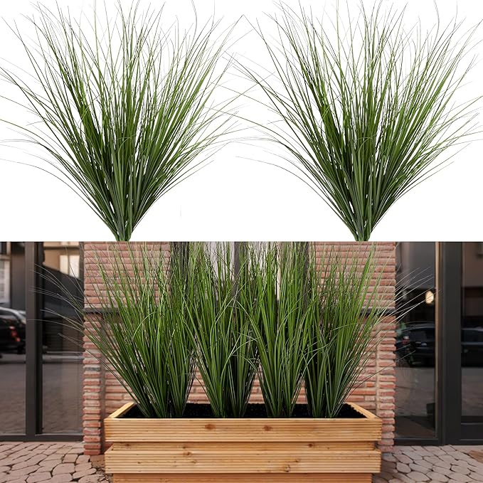 Artificial Plants Greenery, 12-Piece Green Plastic Wheat Grass, 26.4 Inch Tall