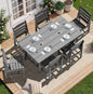 SERWALL Patio Dining Sets for 6 Person, HDPE Dining Set with 6 Armless Chairs, Gray
