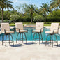 Patio Swivel Bar Stools Set of 4, Outdoor Bar Height Swivel Chairs with Cushions for Garden Balcony Backyard, Beige