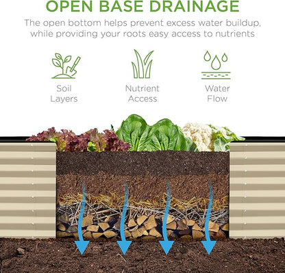 Best Choice Products 8x2x2ft Outdoor Metal Raised Garden Bed, Rectangular Deep Root Planter Box for Vegetables, Flowers, Herbs, and Succulents w/ 239 Gallon Capacity - Beige