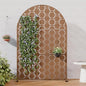 Casaphoria 72" H x 47" W Arched Metal Privacy Screen - Elegant Freestanding Outdoor Screen for Deck, Patio & Balcony - Versatile Decorative Privacy Panels for Home & Garden Use (Brown-Square)