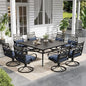 Sophia and William Swivel Outdoor Patio Dining Set for 8, Outdoor Table and Chairs, Removable Seat Cushions, Black 37" Patio Dining Table,Blue