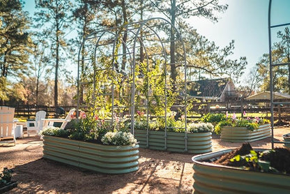 Vego garden Raised Garden Bed Kits, 17" Tall 9 in 1 8ft X 2ft Metal Raised Planter Bed for Vegetables Flowers Ground Planter Box-Olive Green