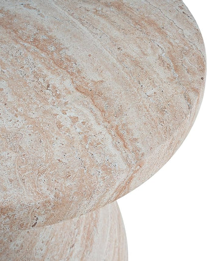 Christopher Knight Home Jayme 22.5" Indoor Outdoor Round Top Accent Side Table, Patio Decorative End Table, Lightweight Concrete Garden Stool for Patio Living Room Balcony & Garden Decor, Travertine