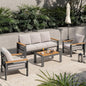 Aoxun Aluminum Outdoor Patio Furniture Set, 5 Seats Outdoor Sectional with Coffee Table, Patio Conversation Sets with Upgraded Armrests and Cushions for Backyard, Garden and Poolside（Grey）