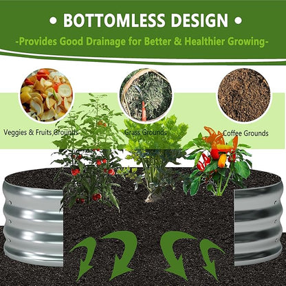 4x2x1ft(2 Pack) Galvanized Oval Raised Garden Bed,Outdoor Planter Box Metal Patio Kit Planting Bed for Vegetables Flowers Herb,Silver