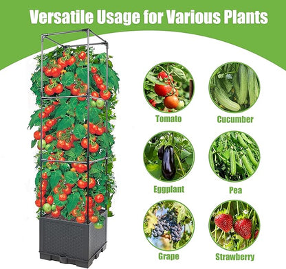Sunnyglade 2 Pcs Raised Garden Bed Planter Box with Trellis, 44” Tomato Trellis Planter for Various Vine Climbing Plants Vegetables Detachable Frame for Outdoor Indoor Terrace