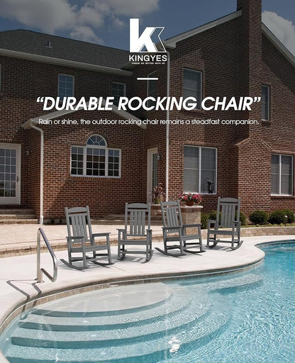 HDPE Rocking Chairs, Set of 2 in Grey, Weather-Resistant Outdoor Patio Seating