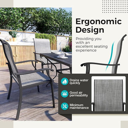 Pamapic 5-Piece Outdoor Dining Set, Patio Dining Set for 4, All-Weather Outdoor Patio Set with 4 Regular Chairs for Garden, Poolside, Deck，Gray