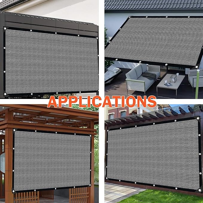 Grey Sun Shade Cloth,Pergola Shade Cover with Reinforced Grommets,90% Shade Fabric Fence Privacy Screen Balcony,Pergola Shade Cover Canopy Garden Carport Porch Deck Patio Shade Cover,6x8FT